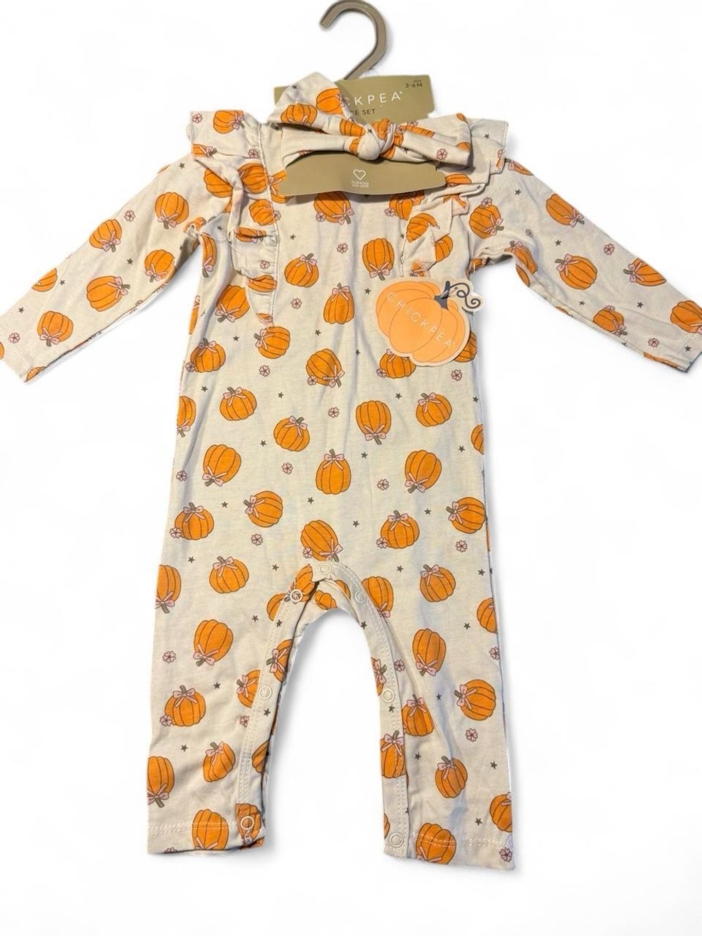 🎃 ChickPea Pumpkin Baby Romper Set!